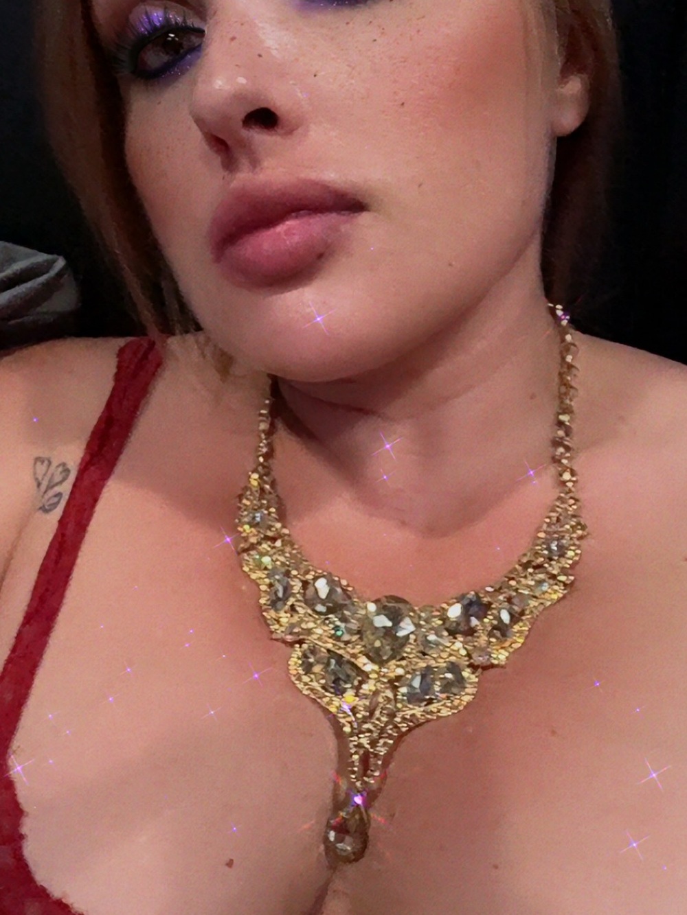 Source Unknown Gold Crystal Statement Necklace
